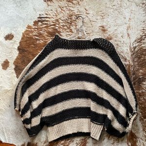 Tan/Black Stripe Flowy 3/4 Sleeve Sweater
